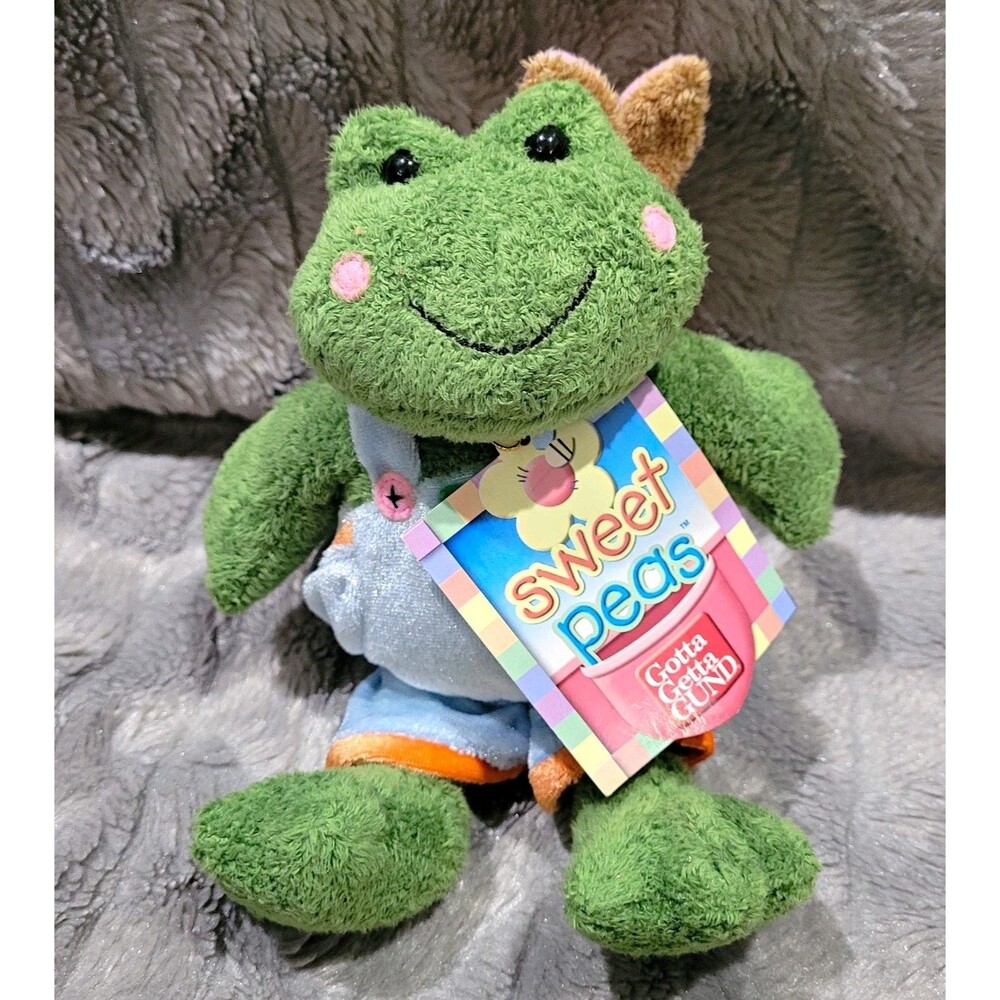 GUND Sweet Pea Frog Plush Stuffed Toy w/ Bunny On Back Ribbit 60032